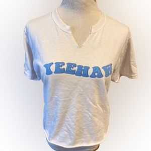 Yeehaw Custom Crop Top Western Style T-shirt Women’s Size Medium with V-Neck